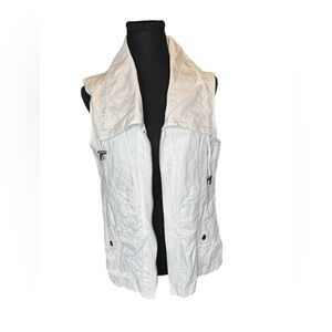 TRIBAL White Sleeveless Utility Vest 10 Lightweight Zip-Up Layering Jacket F141